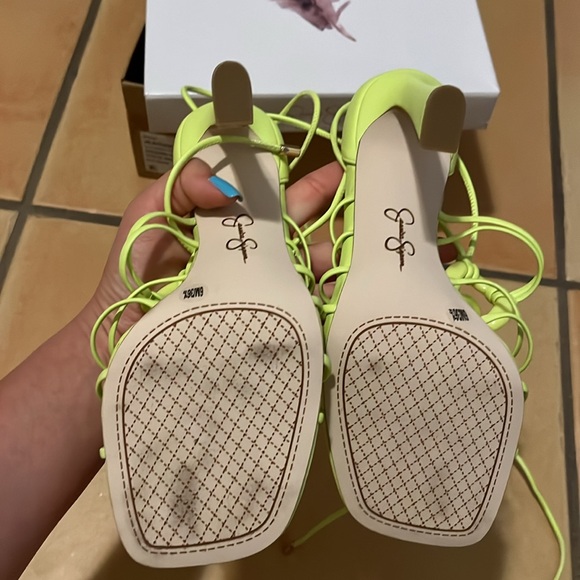 Jessica Simpson Achaia Daquiri Green Italia Nappa Lace Up Crisscross Heels NEW - Picture 9 of 14